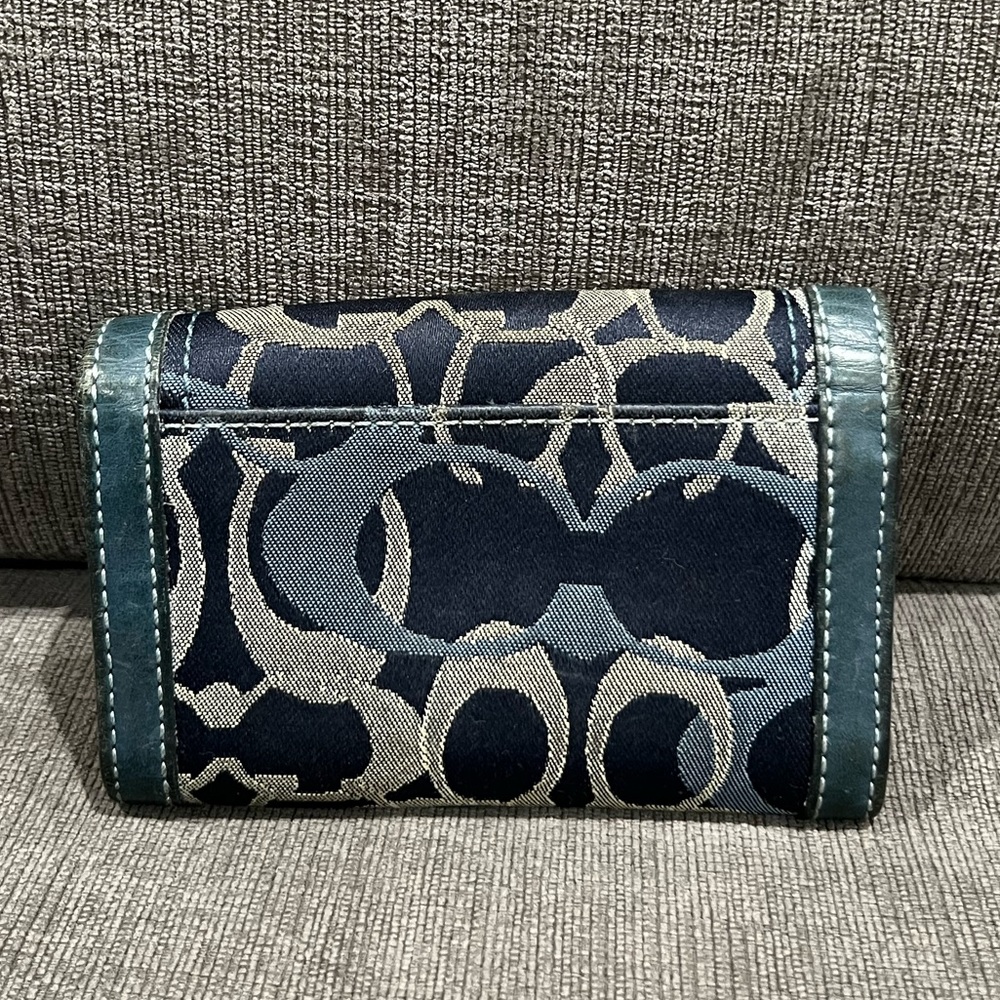 Coach Blue Signature Folding Wallet - Picture 2 of 7